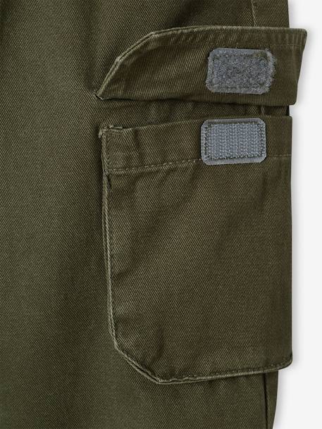 Easy to Slip-on Cargo Trousers with Lining for Boys khaki+night blue 