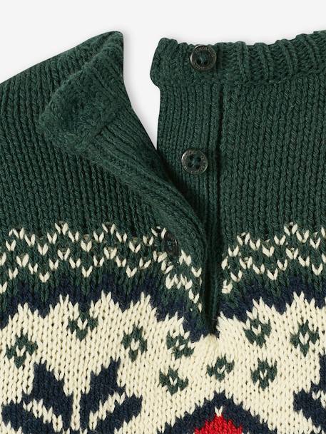 Christmas Special Jacquard Knit Jumper for Babies, Family Capsule Collection fir green+red 