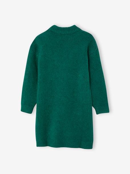 Knitted Dress for Girls green+marl beige 