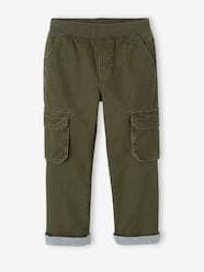 Easy to Slip-on Cargo Trousers with Lining for Boys