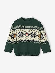 Baby-Jumpers, Cardigans & Sweaters-Christmas Special Jacquard Knit Jumper for Babies, Family Capsule Collection