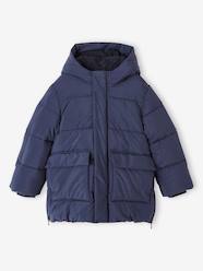 -Padded Coat with Hood & Sherpa Lining for Boys