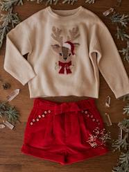 Girls-Cardigans, Jumpers & Sweatshirts-Jumpers-Christmas Gift Box with Jacquard Knit Reindeer Jumper + 2 Scrunchies for Girls
