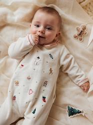 Baby-Pyjamas-Embroidered Christmas Velour Sleepsuit for Babies