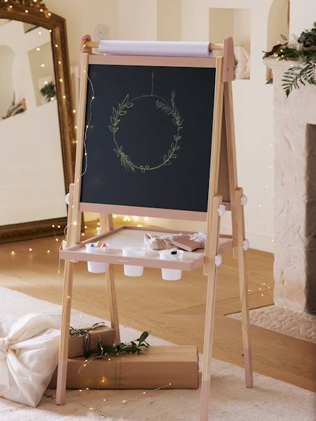 3-in-1 Foldable Board, Adjustable Height  - Wood FSC®100% Certified PINK MEDIUM SOLID+white+Wood/Multi 