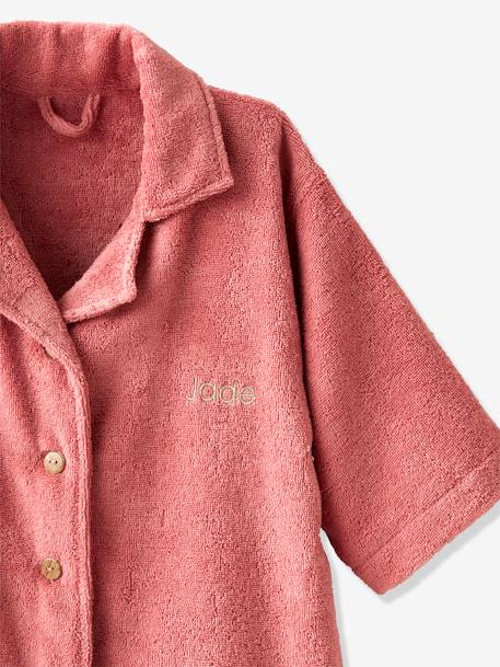 Shirt-Like Bathrobe for Children dusky pink+fir green 