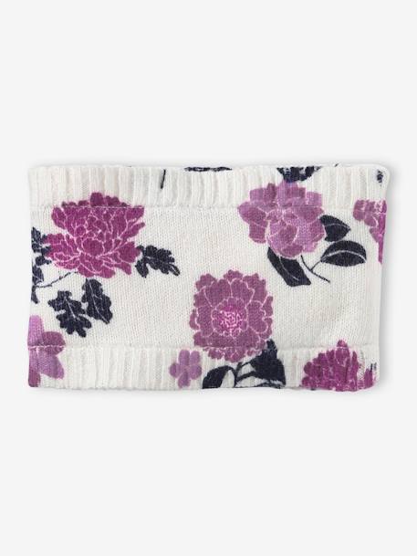 Fine Knit Snood with Flower Print for Girls printed pink 