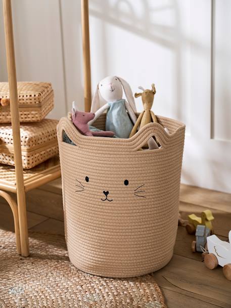 Cotton Rope Storage Basket, Cat beige 