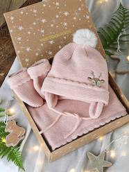 Christmas Gift Box with Beanie + Snood + Mittens for Baby Girls