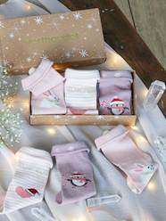 Baby-Christmas Gift Box: 3 Pairs of Socks for Baby Girls