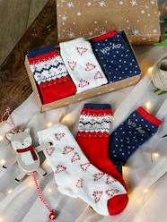 Girls-Underwear-Socks-Christmas Gift Box with 3 Pairs of Santa Socks for Girls