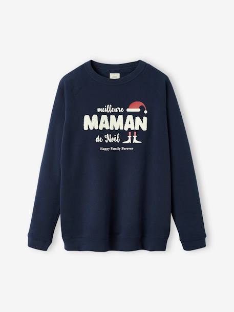 Christmas Sweatshirt for Women, 'Happy Family Forever' Capsule Collection navy blue 