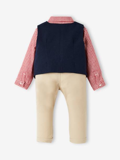 4-Piece Occasion Ensemble: Shirt + Trousers + Waistcoat + Bow Tie for Baby Boys red 