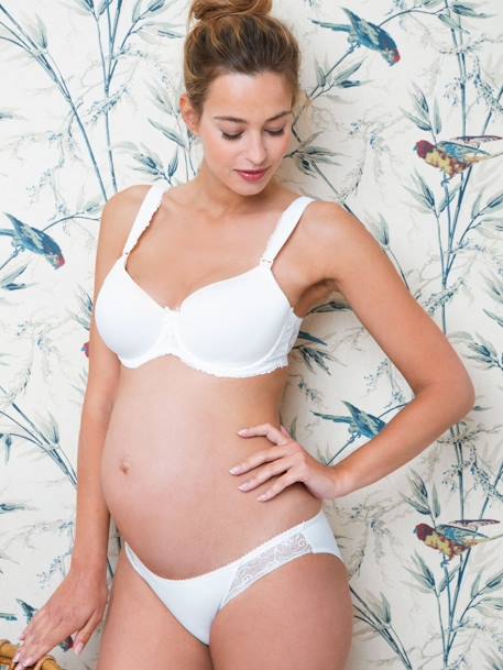 Maternity & Nursing Special Bra, Lined in Organic Cotton, Icone by ENVIE DE FRAISE beige+white 