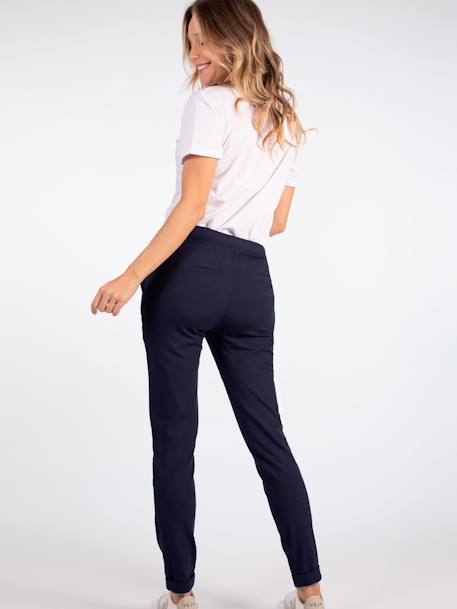 Jersey Knit Maternity Trousers with High Belly Band, Clément by ENVIE DE FRAISE navy blue 