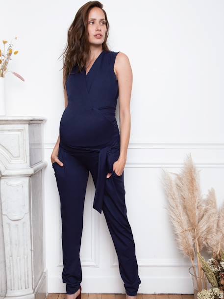 Maternity Jumpsuit, Trisha Tank by ENVIE DE FRAISE black+navy blue 