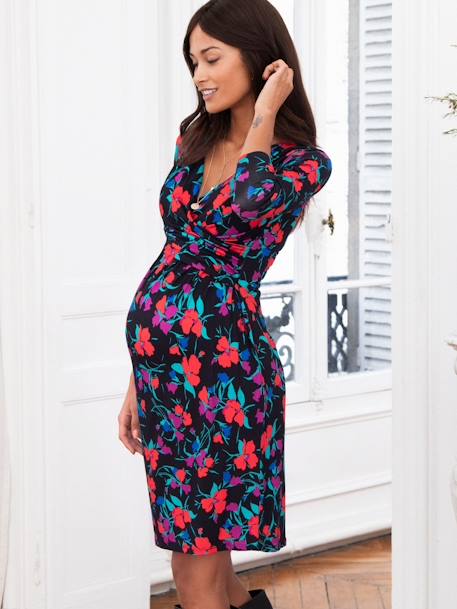 Dress for Pregnancy, Divine LS by ENVIE DE FRAISE printed black+printed violet 