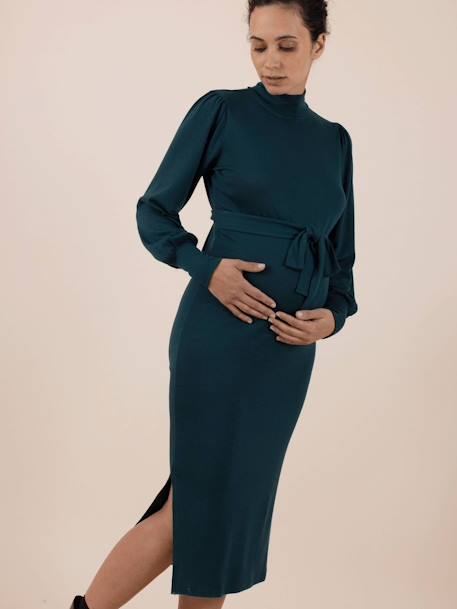 Fine Knit Jumper Dress for Maternity, Irina Ls by ENVIE DE FRAISE fir green 