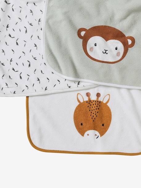 Set of 3 Animals Bibs, Easy to Put On ecru 
