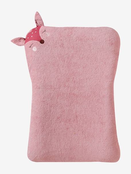 Set of 2 Changing Mattress Covers, Animals, in Towelling blush+pecan nut 