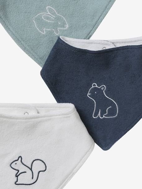Set of 3 Bandana Bibs in Towelling grey blue+set pink 