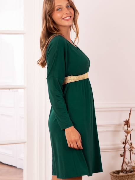 Eco-Friendly Maternity Dress, Felicineor Ls by ENVIE DE FRAISE fir green 