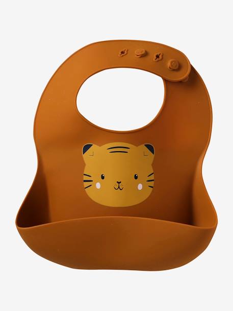 Set of 2 Silicone Bibs brown 