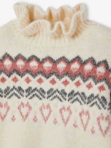 Jacquard Jumper with Fancy Collar for Girls marl beige 