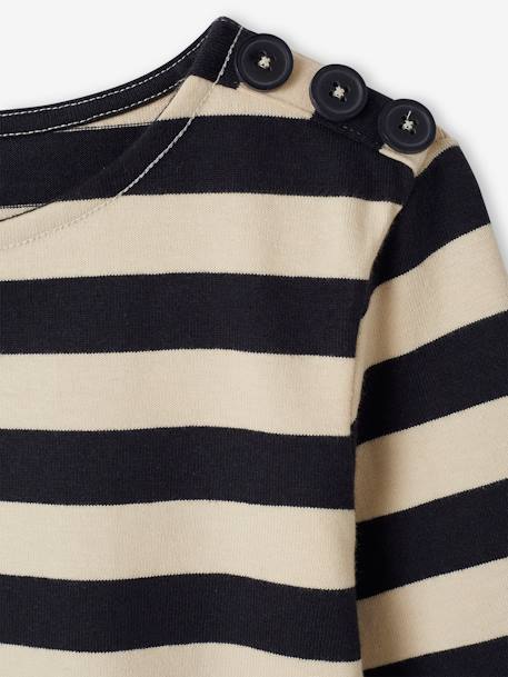 Sailor-Like Top, Long Sleeves, for Girls striped grey+striped red 