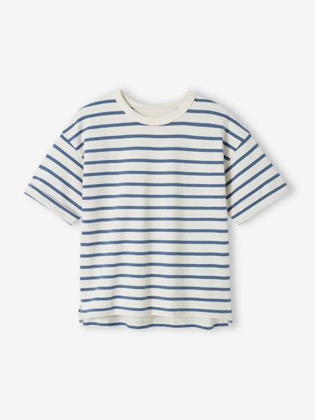 Striped Short Sleeve T-Shirt for Children striped blue 