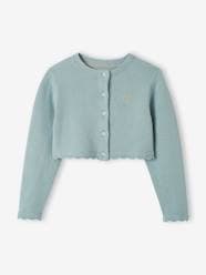 Girls-Cardigans, Jumpers & Sweatshirts-Cropped Openwork Cardigan for Girls