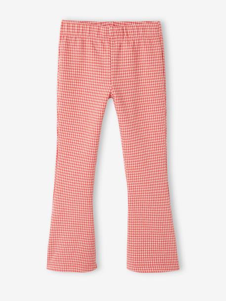Flared Chequered Leggings for Girls chequered red 