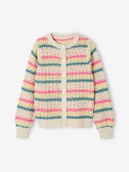 Girls-Striped Cardigan in Fancy Knit for Girls