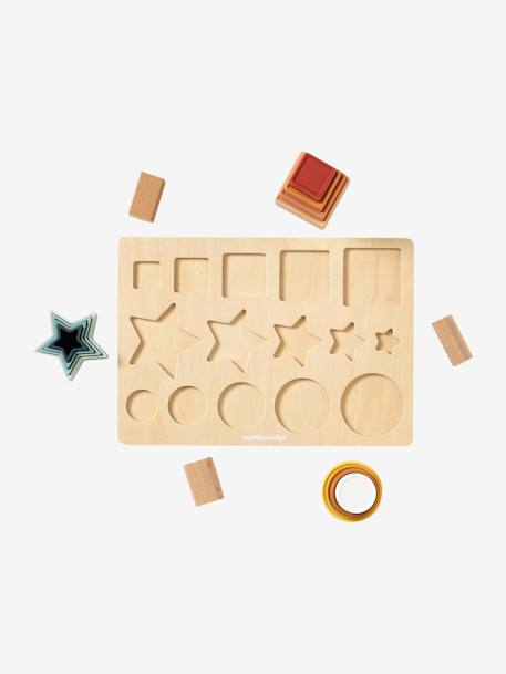 Shape Sorting Board in Wood FSC®100% & Silicone white 