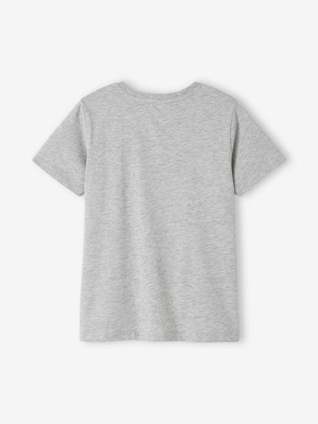 T-Shirt with Sports Motifs for Boys marl grey+royal blue 