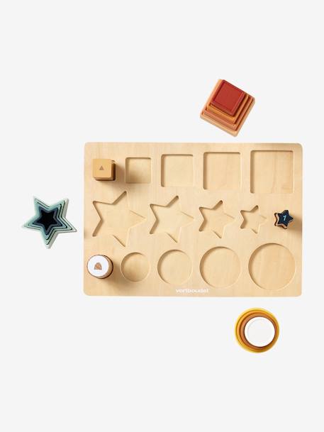 Shape Sorting Board in Wood FSC®100% & Silicone white 