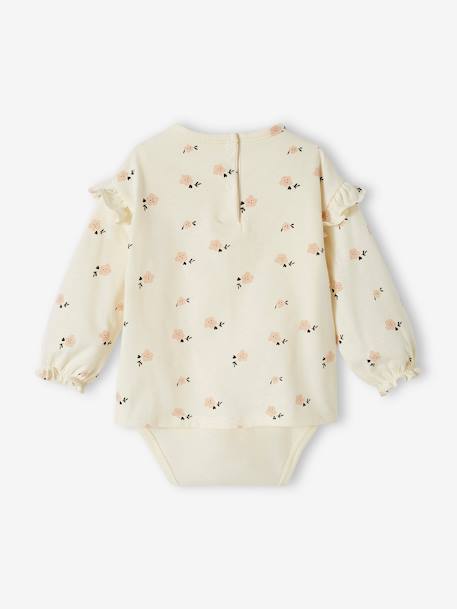 Long Sleeve Bodysuit Top in Organic Cotton for Newborns ecru 