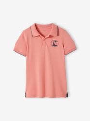 Polo Shirt in Piqué Knit with Motif on the Breast for Boys