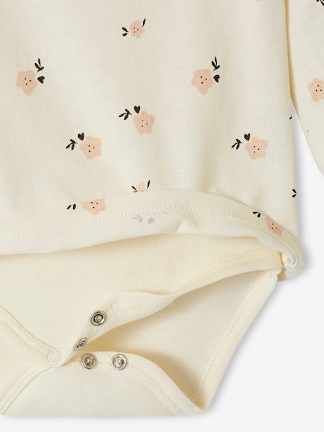 Long Sleeve Bodysuit Top in Organic Cotton for Newborns ecru 