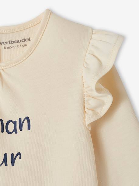 T-Shirt in Organic Cotton with Message, for Babies ecru+pale pink 