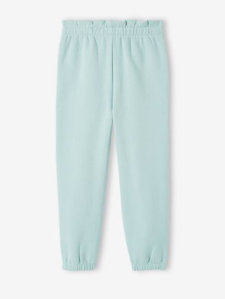 Fleece Joggers with Paperbag Waistband for Girls aqua green+navy blue+old rose 