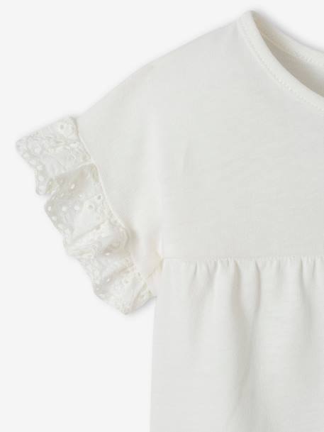 T-Shirt in Organic Cotton for Babies ecru+fuchsia 
