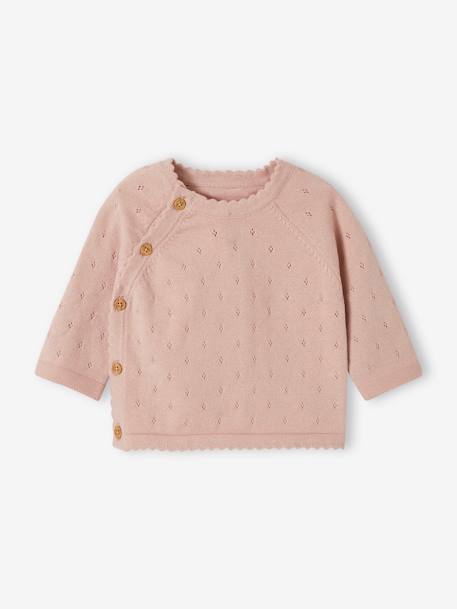 Openwork Jumper with Front Fastening, for Babies mauve 
