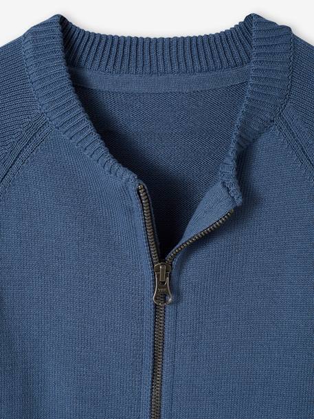 Zipped Varsity Jacket for Boys grey blue+marl grey+sage green+taupe 