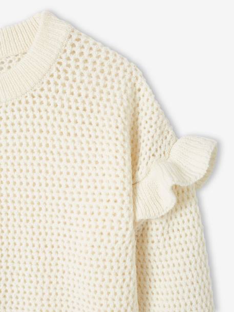 Ruffled Jumper in Fancy Knit for Girls vanilla 