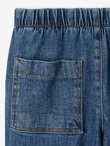 Wide Cropped Trousers with Flap Front for Girls brut denim+double stone 