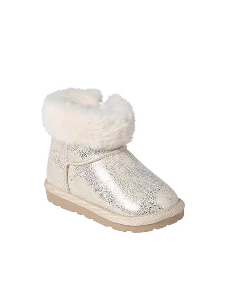 Water-Repellent Furry Boots with Zip for Babies golden beige 