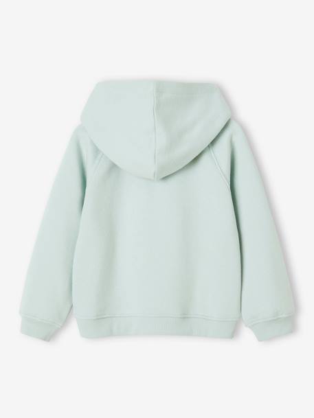 Hooded Jacket with 'Team' Sport Motif for Girls aqua green+green+navy blue 