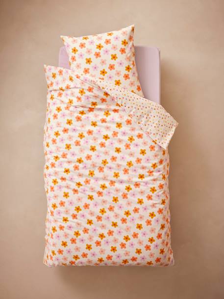 Duvet Cover + Pillowcase Set with Recycled Cotton for Children, Pop Flower multicoloured 