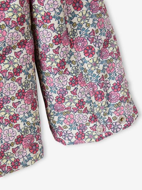 Short Hooded Parka with Flower Motifs for Girls multicoloured 